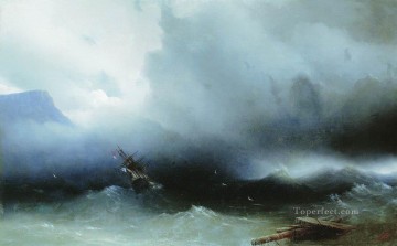 風景 Painting - イワン・アイヴァゾフスキー 海でのハリケーン 海景